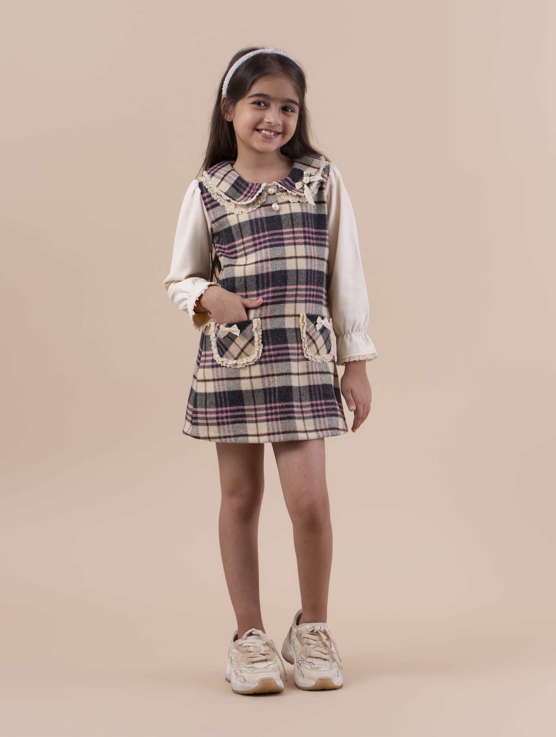 Rosy Checkered Dress in Pink & Brown | The Bean Walk Rosy Checkered Dress in Pink & Brown | The Bean Walk