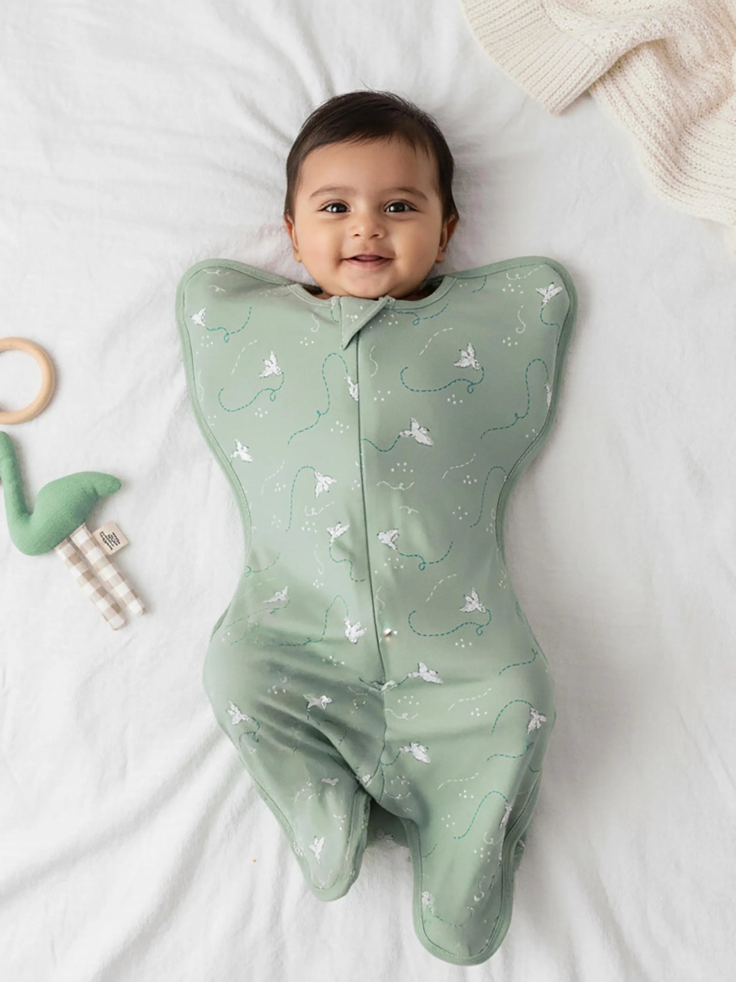 Arms Up Swaddle Pod for Newborns | Self Soothing Baby Sleep Sack | Bamboo Cotton Zipper Swaddle | Anti Startle Swaddle for Better Sleep