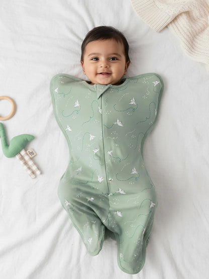 Arms Up Swaddle Pod for Newborns | Self Soothing Baby Sleep Sack | Bamboo Cotton Zipper Swaddle | Anti Startle Swaddle for Better Sleep
