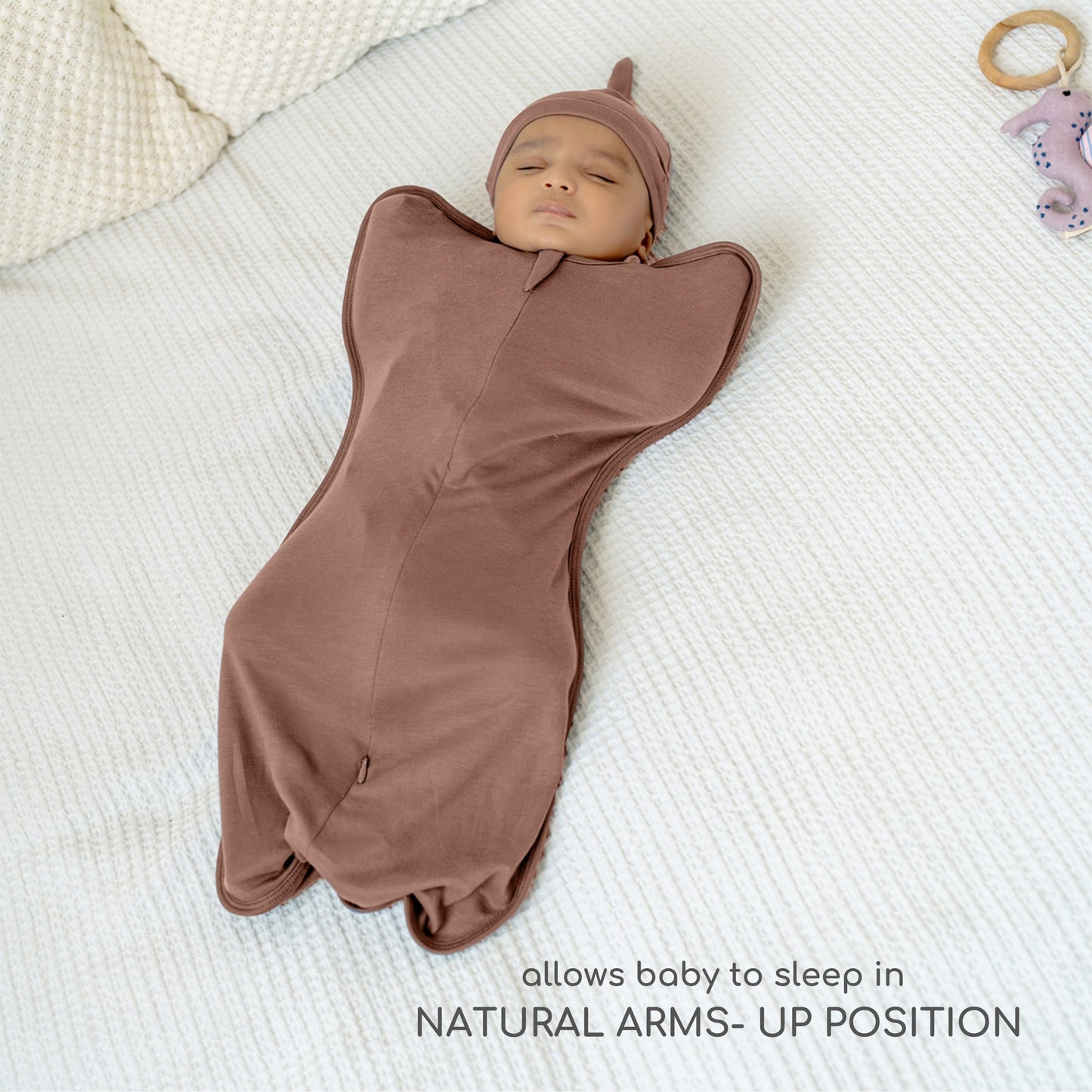 Cocoon Care Knitted Bamboo Cotton Arms Up Swaddle Sleeping Pod for Baby | Swaddle Pod for New Born Baby