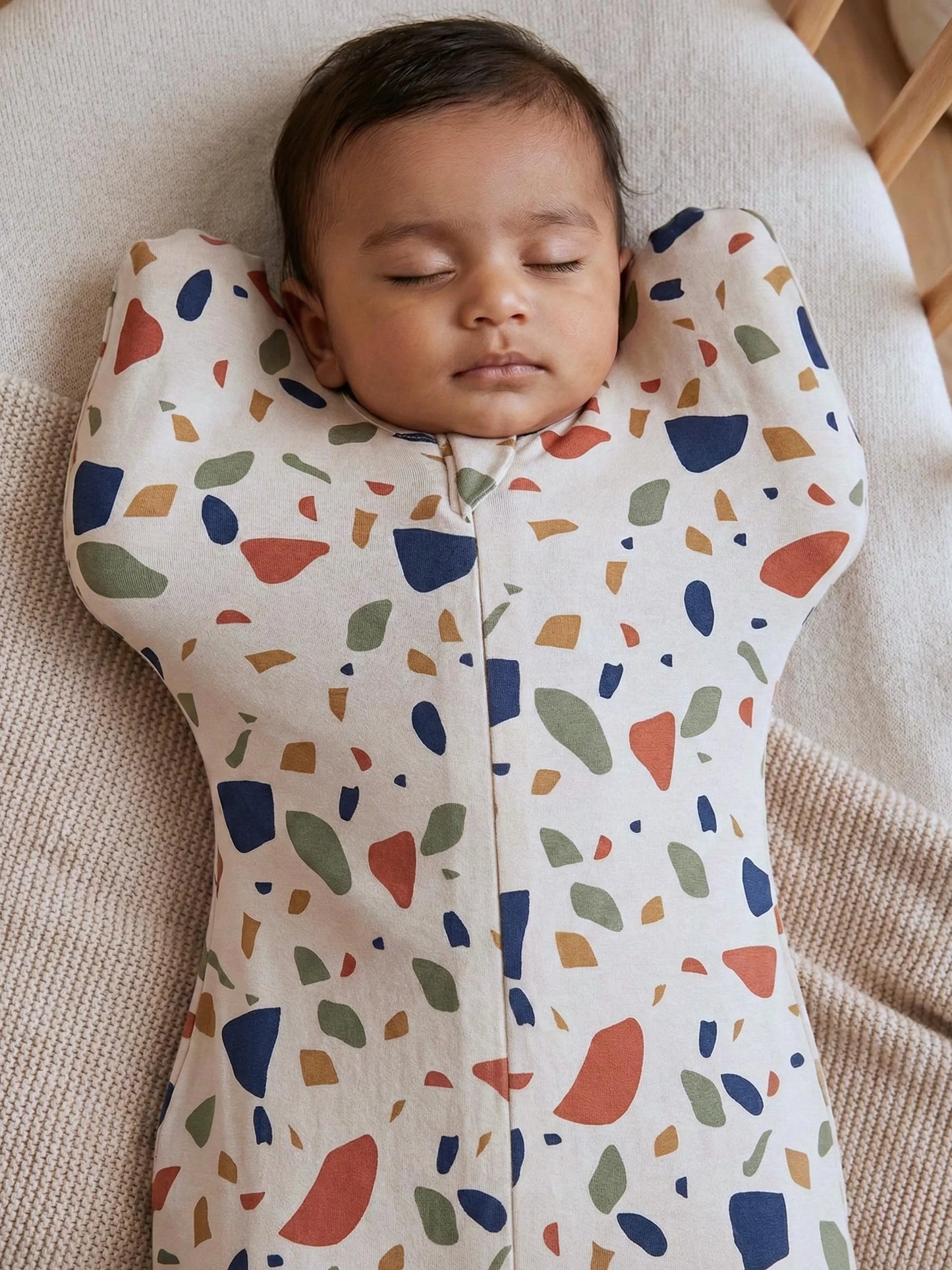 Arms Up Swaddle Pod for Newborns | Self Soothing Baby Sleep Sack | Bamboo Cotton Zipper Swaddle | Anti Startle Swaddle for Better Sleep