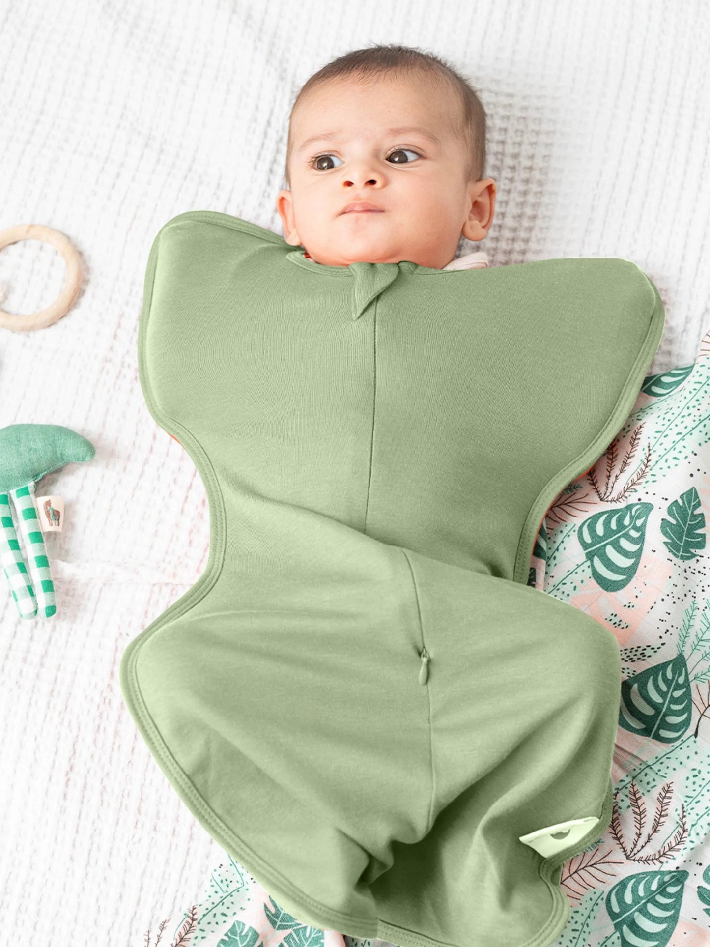 Arms Up Swaddle Pod for Newborns | Self Soothing Baby Sleep Sack | Bamboo Cotton Zipper Swaddle | Anti Startle Swaddle for Better Sleep