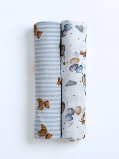 Bamboo Muslin Swaddle Blanket Set | Organic Bamboo Baby Swaddle | Newborn Receiving Blanket | Baby Shower Gift |  Baby Essentials