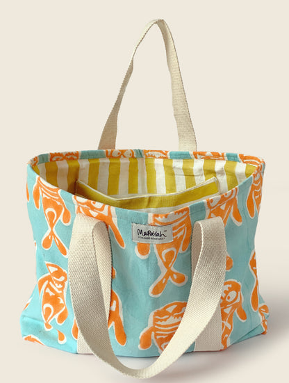 Bubbles Aqua Print Tote Bag