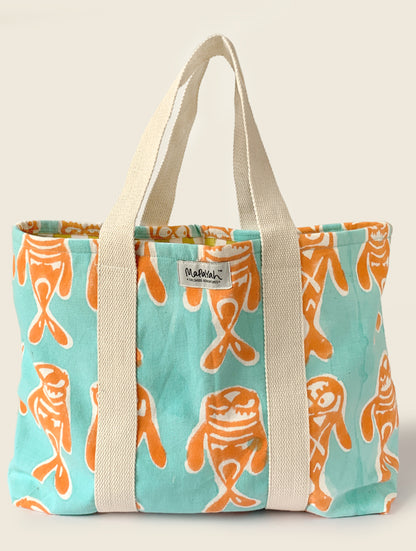 Bubbles Aqua Print Tote Bag