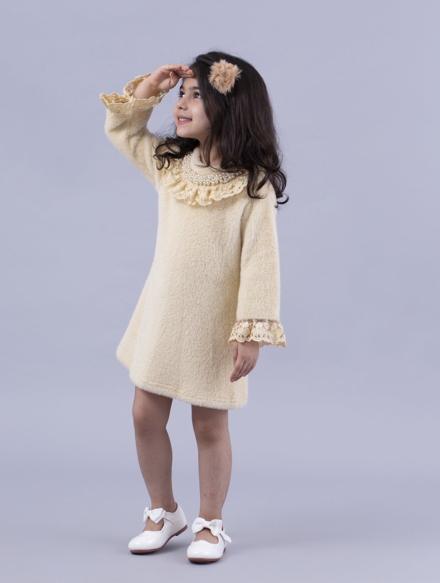 Butter Yellow Dress with Fancy Collar Detail