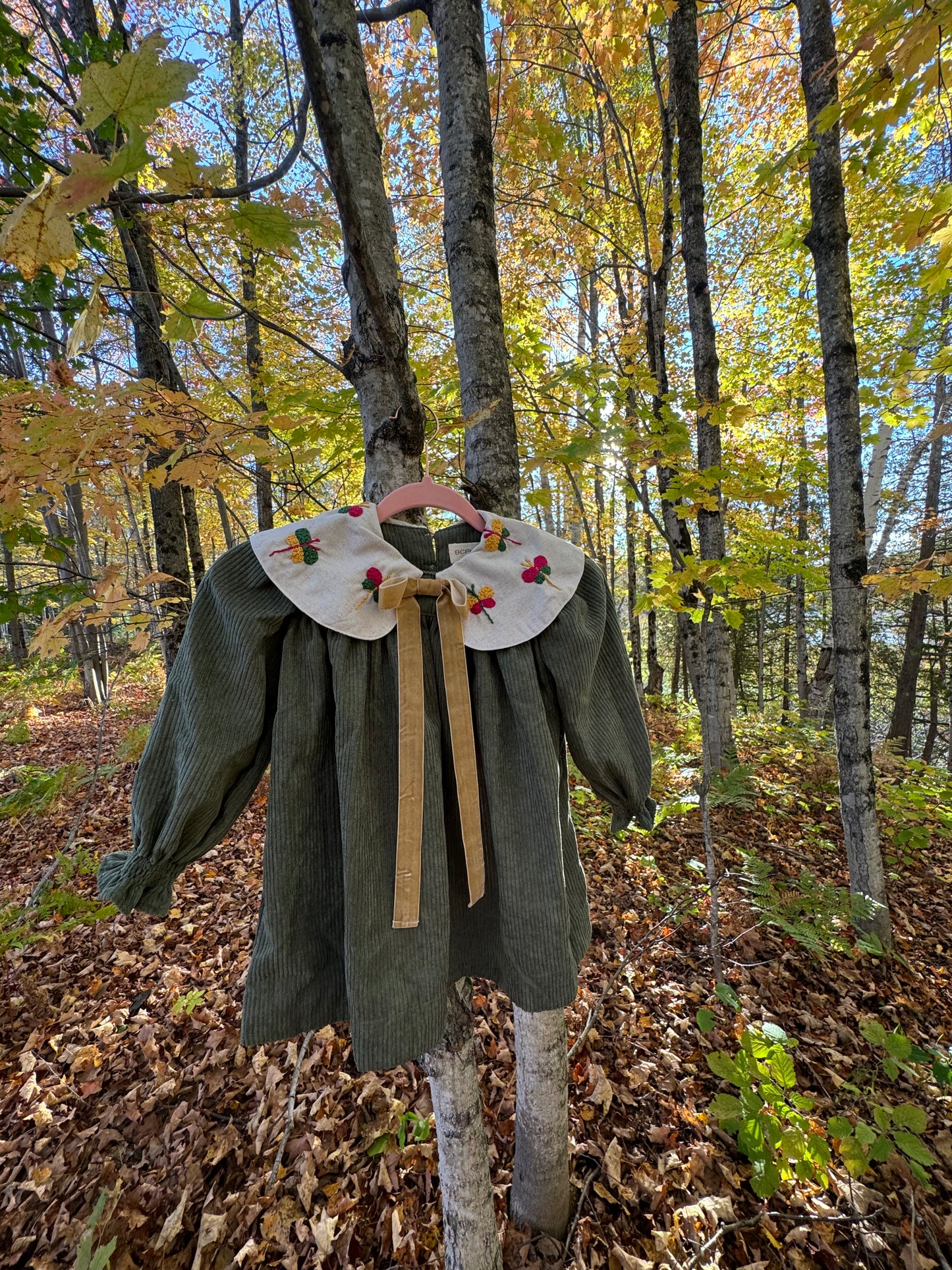 Dragonfly Dress with Floral Details - Olive Green