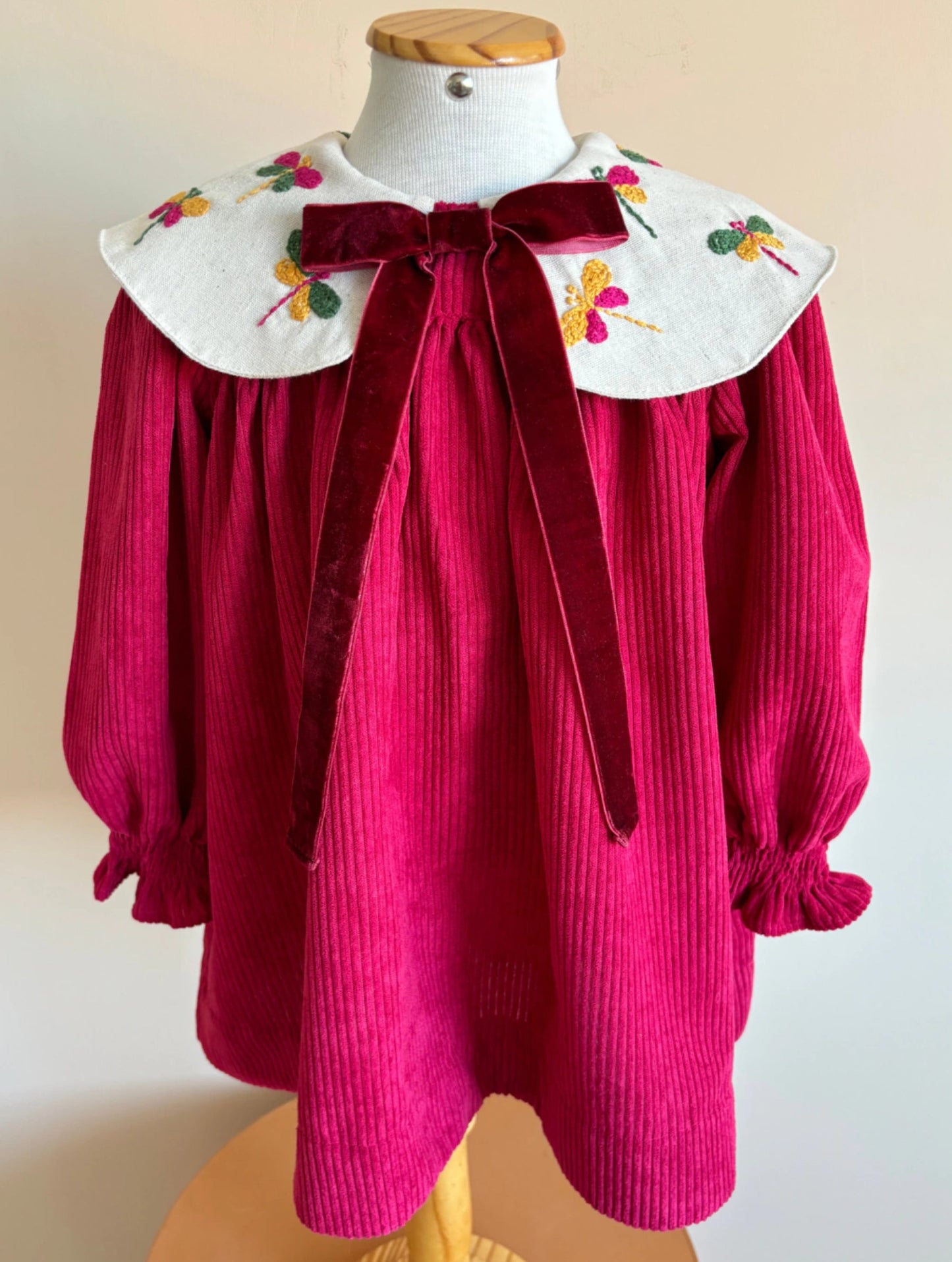 Dragonfly Dress with Floral Details - Olive Green