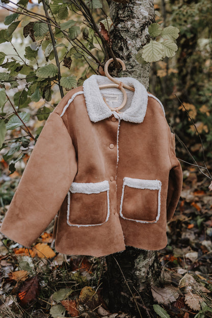 Shearling Style Kids Winter Jacket | Cozy Neutral Children Coat | Winter Outerwear for Toddlers & Kids