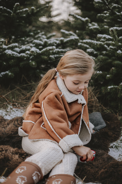 Shearling Style Kids Winter Jacket | Cozy Neutral Children Coat | Winter Outerwear for Toddlers & Kids