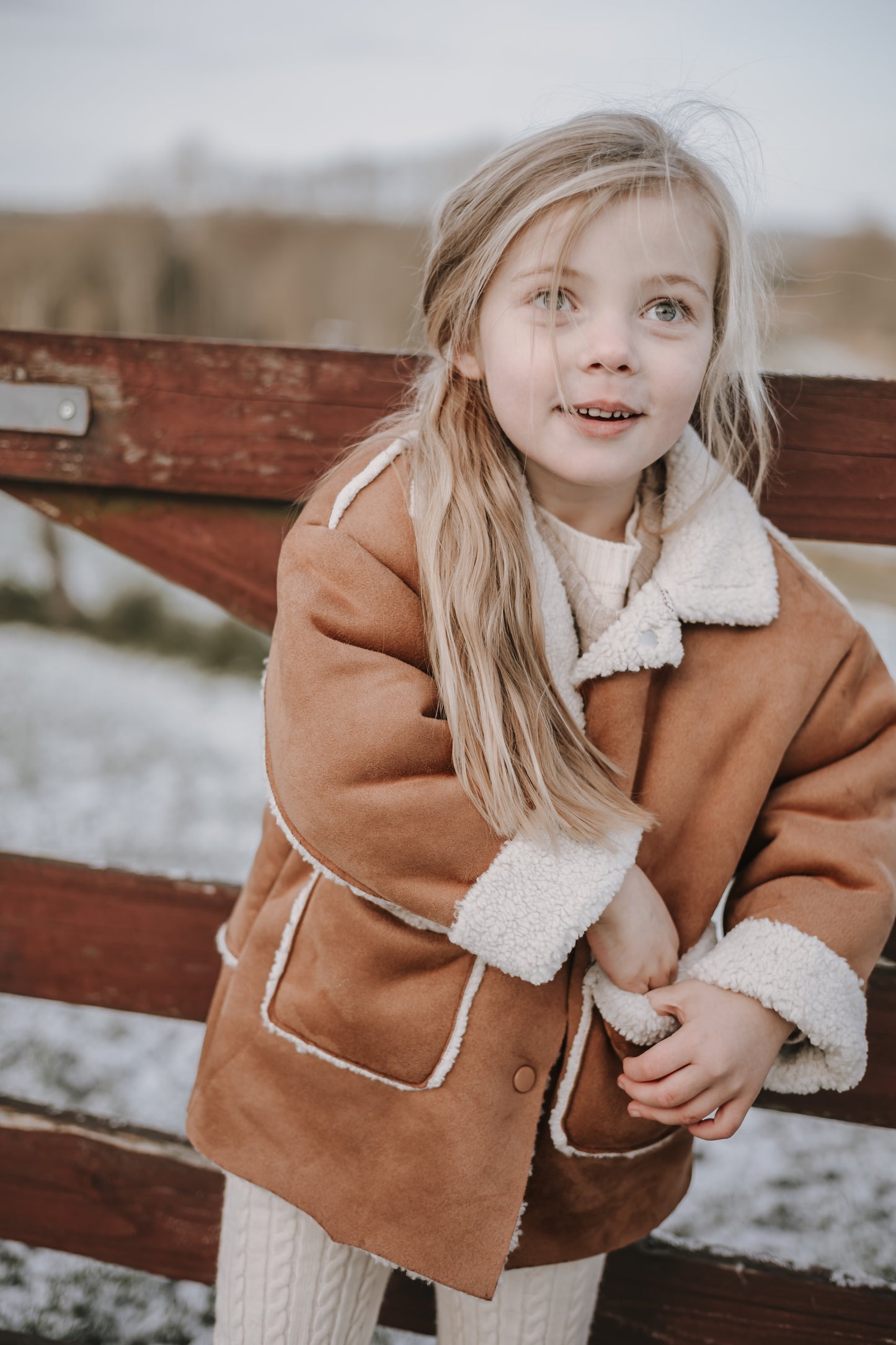 Shearling Style Kids Winter Jacket | Cozy Neutral Children Coat | Winter Outerwear for Toddlers & Kids