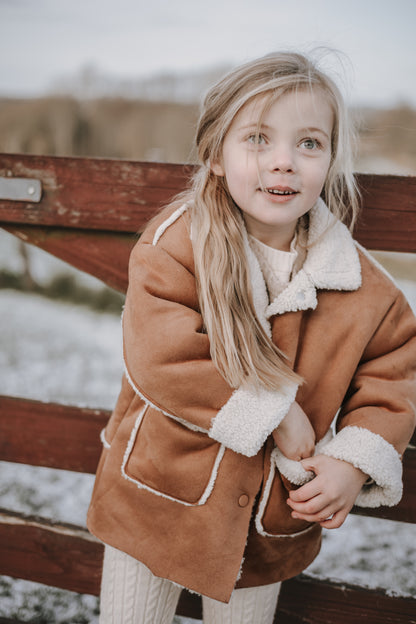 Shearling Style Kids Winter Jacket | Cozy Neutral Children Coat | Winter Outerwear for Toddlers & Kids