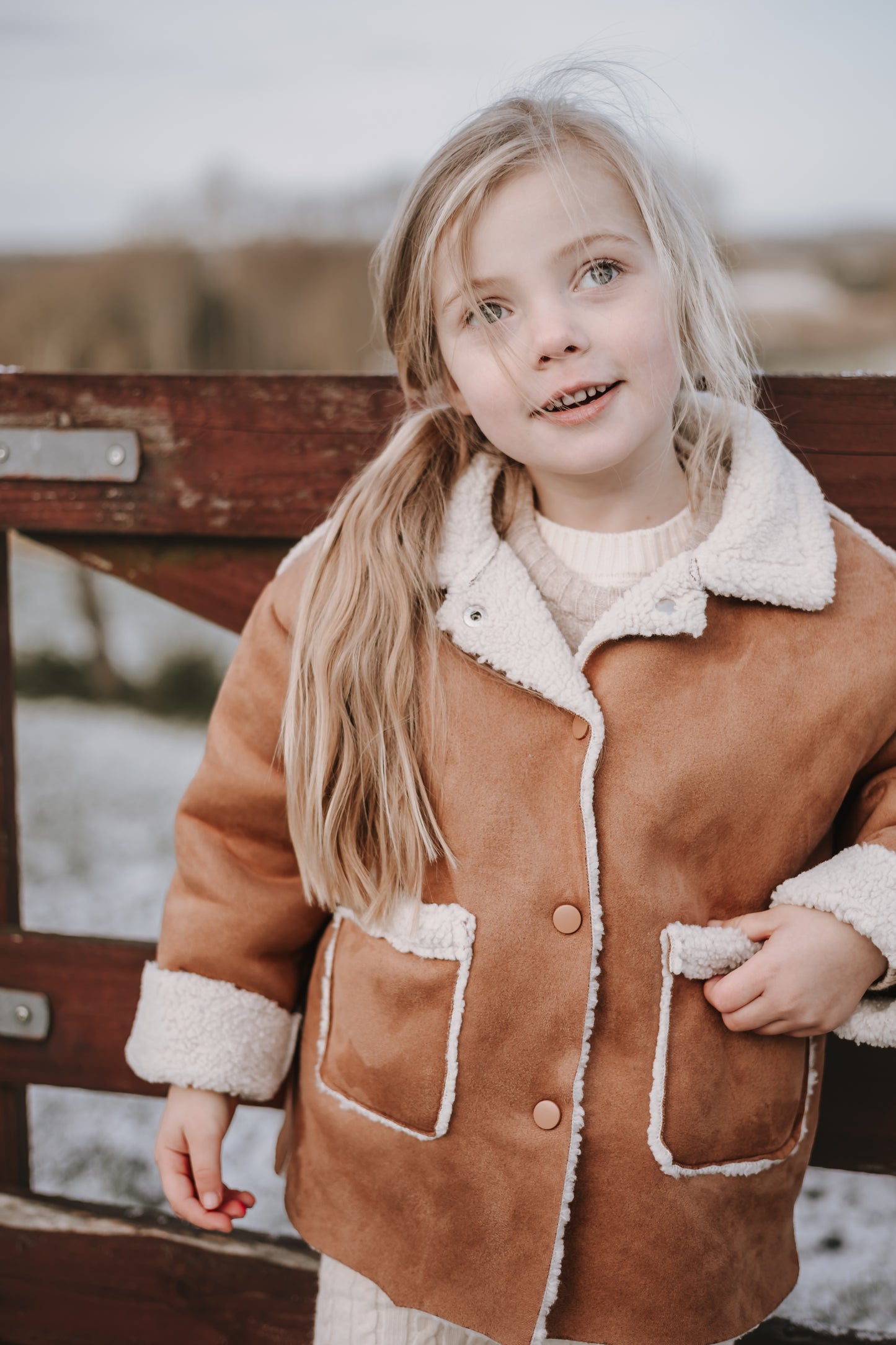 Shearling Style Kids Winter Jacket | Cozy Neutral Children Coat | Winter Outerwear for Toddlers & Kids