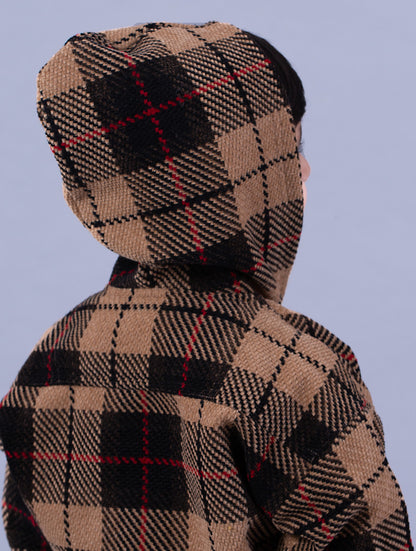 Brown and black check oversized hoody