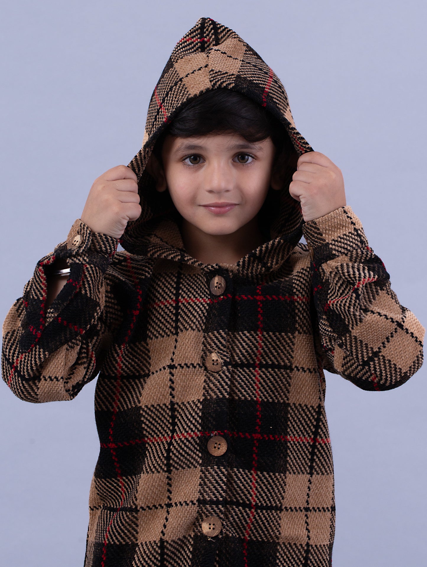 Brown and black check oversized hoody