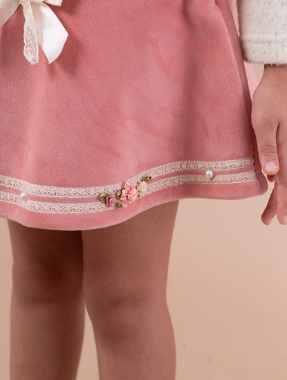 Cream & Peach Skirt Set - Soft and Playful Style