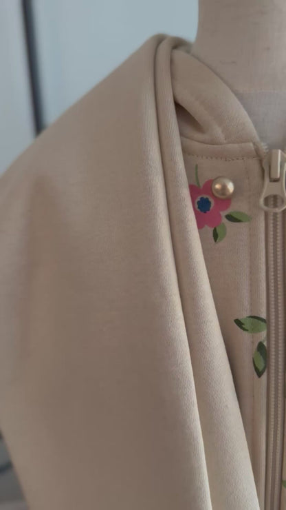 Beige Floral Print Tracksuit - Cozy & Stylish