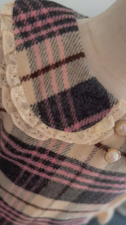 Rosy Checkered Dress in Pink & Brown