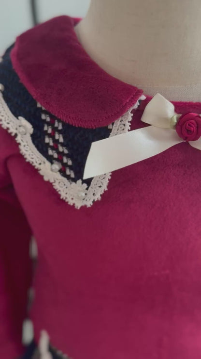 Maroon Top & Navy Skirt Set - Cozy Chic Combo